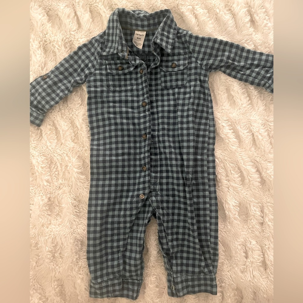 9 month baby boy flannel romper
